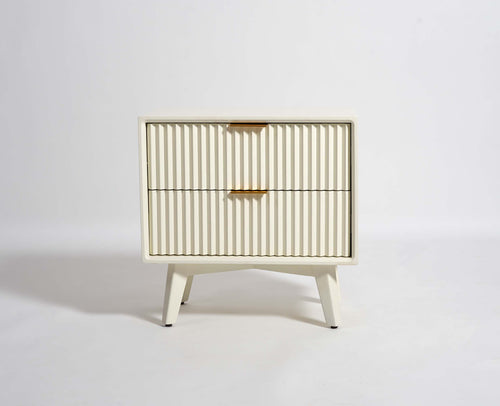 Bhopal Solid Wood Bedside Table Furniselan  Frosty-White