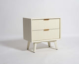 Bhopal Solid Wood Bedside Table Furniselan  Frosty-White