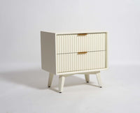 Bhopal Solid Wood Bedside Table Furniselan  Frosty-White