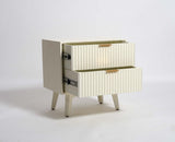 Bhopal Solid Wood Bedside Table Furniselan  Frosty-White