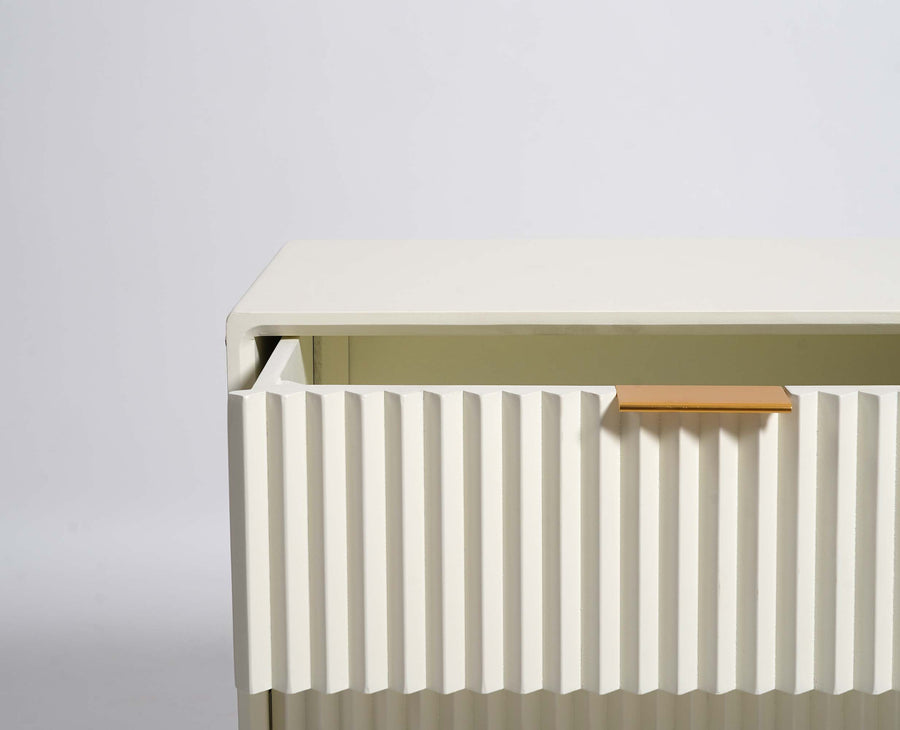 Bhopal Solid Wood Bedside Table Furniselan  Frosty-White