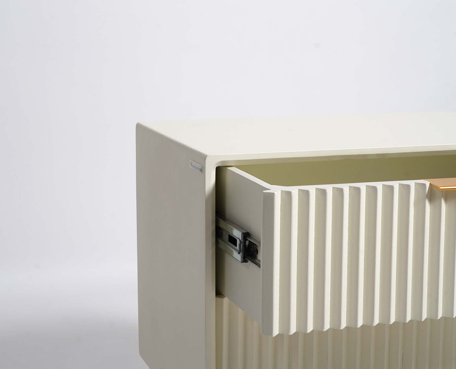 Bhopal Solid Wood Bedside Table Furniselan  Frosty-White