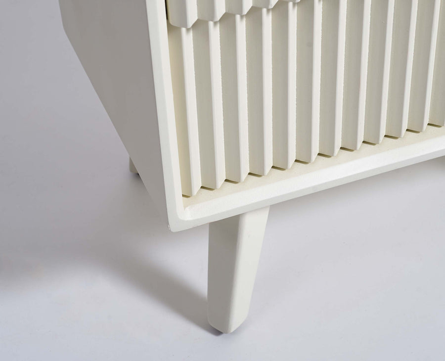 Bhopal Solid Wood Bedside Table Furniselan  Frosty-White