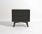  Bhopal Solid Wood BedsIde Table Furniselan slate-grey