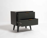 Bhopal Solid Wood BedsIde Table Furniselan slate-grey