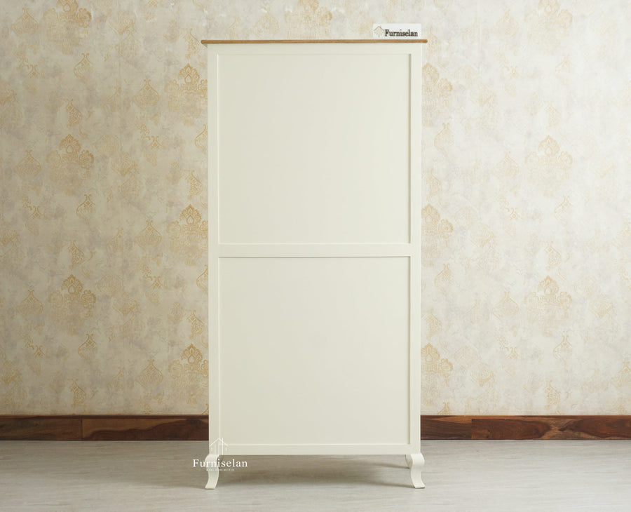 Mumbai Wooden Large Bar Cabinet with Glass Holder Storage Furniselan Frosty White
