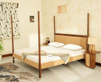 Paris Royale Bed King Size Poster Bed - Teak Finish