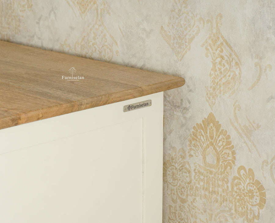 Mumbai Wooden Large Bar Cabinet with Glass Holder Storage Furniselan Frosty White