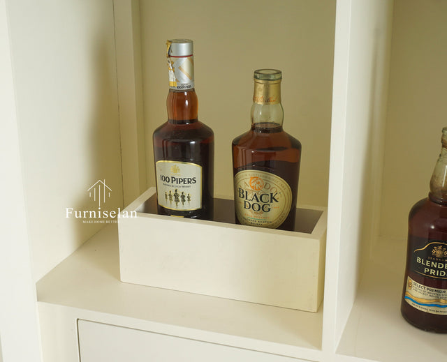 Mumbai Wooden Large Bar Cabinet with Glass Holder Storage Furniselan Frosty White