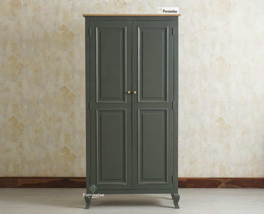 Mumbai Wooden Large Bar Cabinet with Glass Holder Storage Furniselan Slate Grey