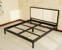 Bali Luxury Wooden King Bed with Upholstered Headboard Black Finish
