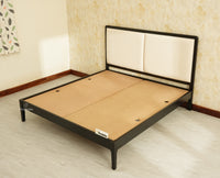Bali Luxury Wooden King Bed with Upholstered Headboard Black Finish