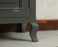 Mumbai Wooden Large Bar Cabinet with Glass Holder Storage Furniselan Slate Grey