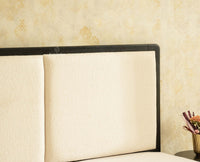 Bali Luxury Wooden King Bed with Upholstered Headboard Black Finish