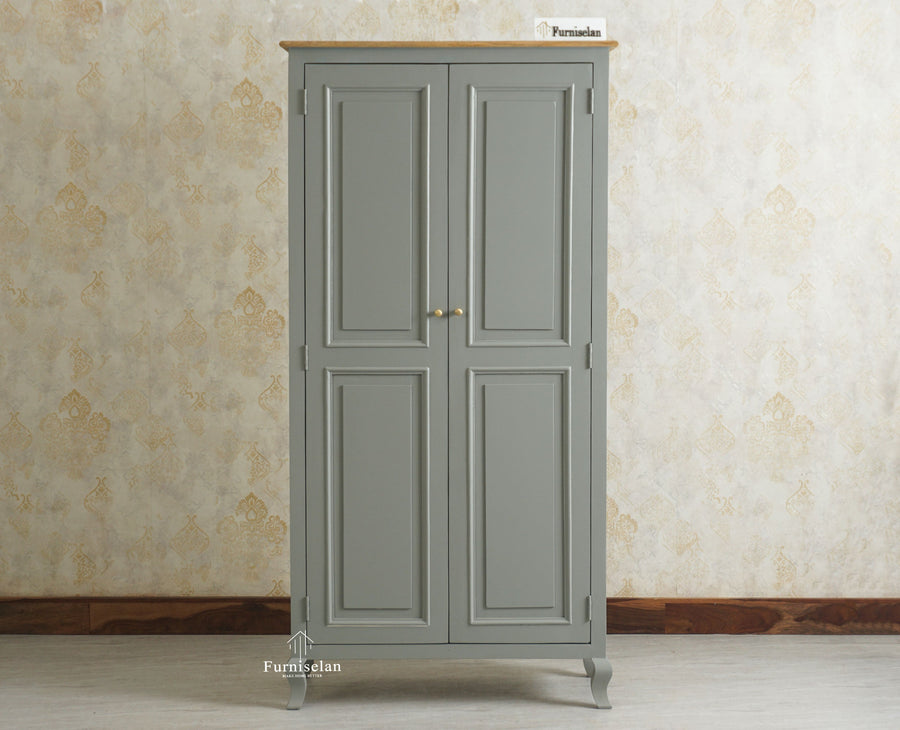 Mumbai Wooden Large Bar Cabinet with Glass Holder Storage Furniselan Cool Grey