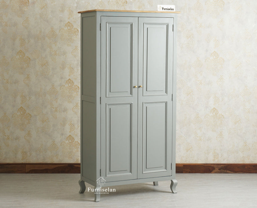 Mumbai Wooden Large Bar Cabinet with Glass Holder Storage Furniselan Cool Grey