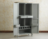 Mumbai Wooden Large Bar Cabinet with Glass Holder Storage Furniselan Cool Grey