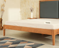 Bali Luxury Wooden King Bed with Upholstered Headboard Natural Finish
