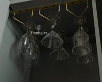 Mumbai Wooden Large Bar Cabinet with Glass Holder Storage Furniselan Cool Grey