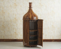 Florence Decanter Style Sheesham Wood Bar Cabinet with Glass Holder Furniselan Teak Finish