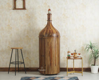 Florence Decanter Style Sheesham Wood Bar Cabinet with Glass Holder Furniselan Teak Finish