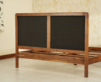 Bali Luxury Wooden King Bed with Upholstered Headboard Teak Finish