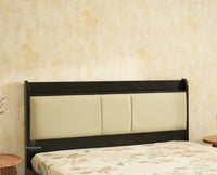 Santorini Wooden Queen Bed with Upholstered Headboard Black Finish