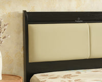 Santorini Wooden Queen Bed with Upholstered Headboard Black Finish