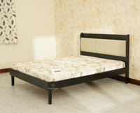Santorini Wooden Queen Bed with Upholstered Headboard Black Finish