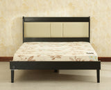 Santorini Wooden Queen Bed with Upholstered Headboard Black Finish
