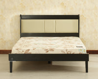Santorini Wooden Queen Bed with Upholstered Headboard Black Finish