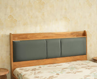 Santorini Wooden Queen Bed with Upholstered Headboard Natural Finish