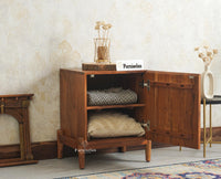 Italy Wooden One Door Nightstand Bedside Table Furniselan Brown Finish