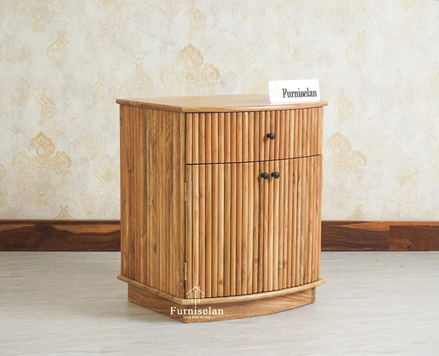 Rome Wooden Bedside Table Two and One Drawer Furniselan Natural Finish