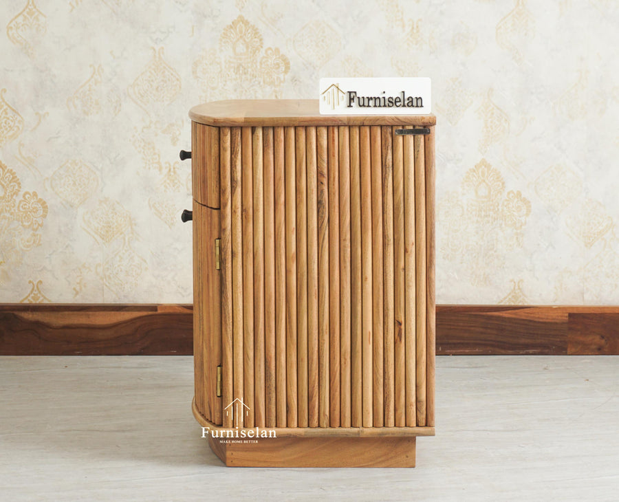 Rome Wooden Bedside Table Two and One Drawer Furniselan Natural Finish