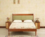 Santorini Wooden Queen Bed with Upholstered Headboard Teak Finish