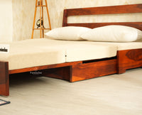 Seoul Sheesham Sofa Cum Bed Maple Finish