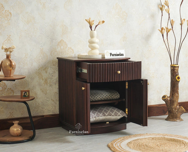 Rome Wooden Bedside Table Two and One Drawer Furniselan Grey Finish