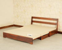 Seoul Sheesham Sofa Cum Bed Maple Finish