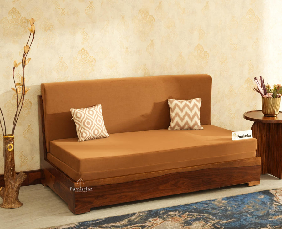 Seoul Sheesham Sofa Cum Bed Teak Finish