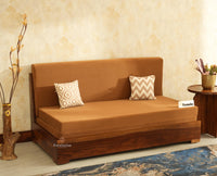 Seoul Sheesham Sofa Cum Bed Teak Finish
