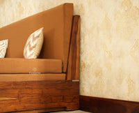 Seoul Sheesham Sofa Cum Bed Teak Finish