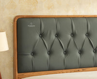 Dubai Luxury Wooden King Bed with Upholstered Headboard Natural Finish