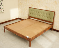 Dubai Luxury Wooden King Bed with Upholstered Headboard Teak Finish