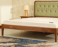 Dubai Luxury Wooden King Bed with Upholstered Headboard Teak Finish