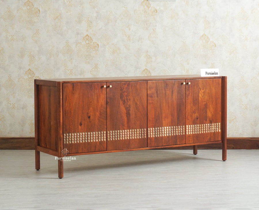 Chandigarh Solid Wood Sideboard Cabinet Furniselan Brown Finish