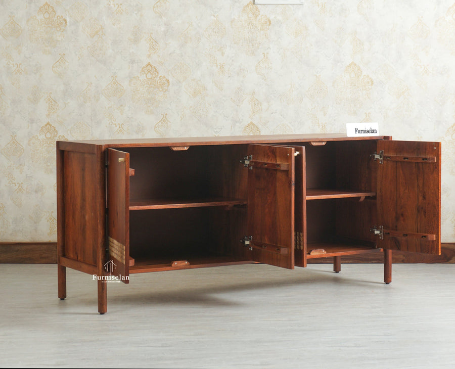 Chandigarh Solid Wood Sideboard Cabinet Furniselan Brown Finish