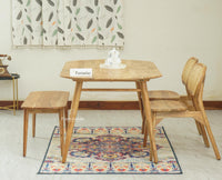 Antilia Solid Wood Four Seater Dining set with Two Chairs and Bench Furniselan Natural Finish
