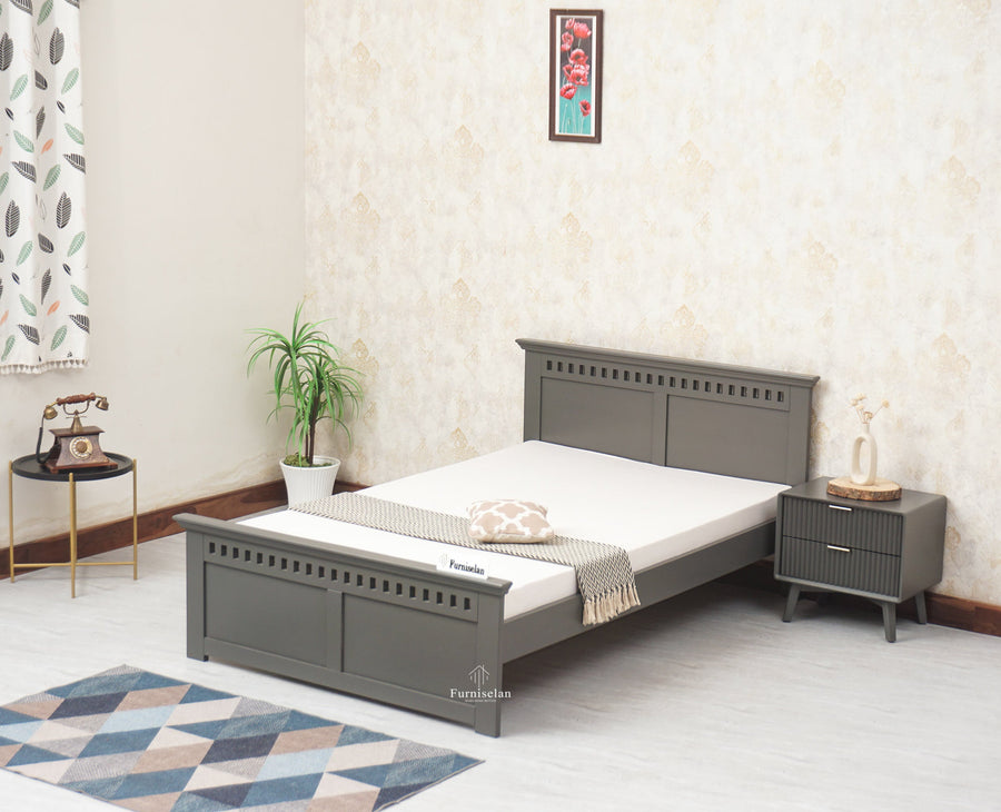 Alexandria Wooden Single Size Bed Kids Bed, Hostel Bed, Guest Bed for Home, PG & Small Rooms Furniselan Slate Grey