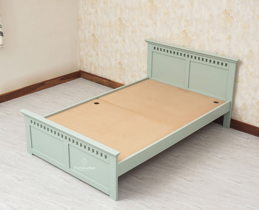 Alexandria Wooden Single Size Bed Kids Bed, Hostel Bed, Guest Bed for Home, PG & Small Rooms Furniselan Silt Green